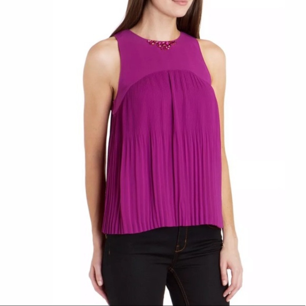 TED BAKER |  Pleated Jewel Neck Top | 1
